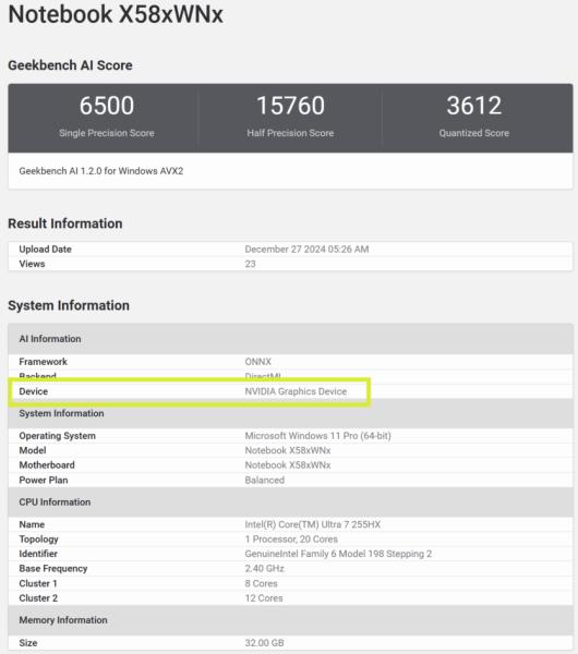 Характеристики і тести ноутбука Clevo з NVIDIA RTX 50xx, 192 ГБ DDR5 та Intel Core Ultra 200HX