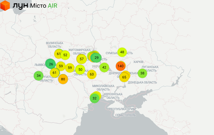 Повітря у Вінниці в 2024 році було чисте повітря на 77 відсотків часу