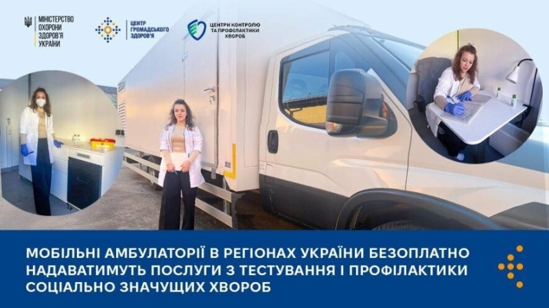 Мобільні амбулаторії в регіонах України безоплатно надаватимуть послуги з тестування і профілактики соціально значущих хвороб