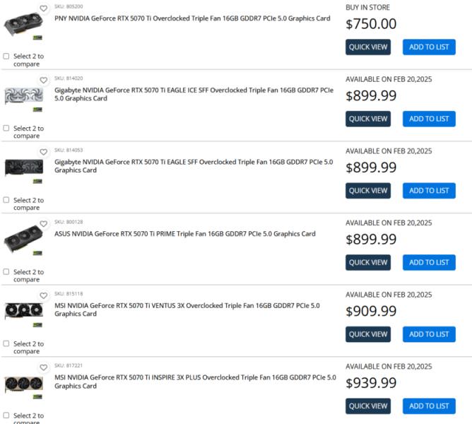 Ціни NVIDIA RTX 5070 Ti перед запуском — від ₴79 тис. в Україні, єдина $750 та решта від $900 у США