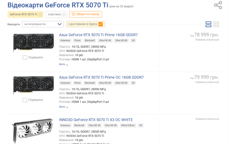 Ціни NVIDIA RTX 5070 Ti перед запуском — від ₴79 тис. в Україні, єдина $750 та решта від $900 у США