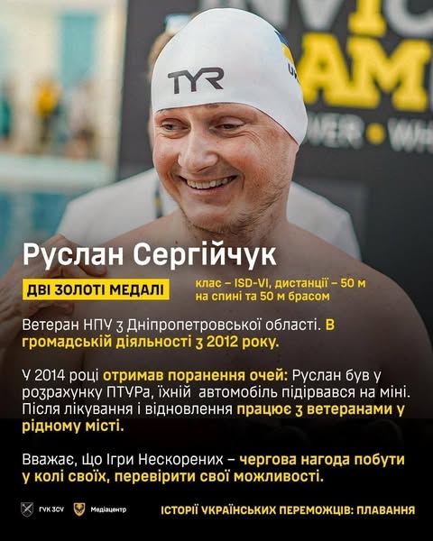Двоє ветеранів Січеславщини і киянин завоювали 5 золотих медалей у плаванні на «Іграх нескорених»!