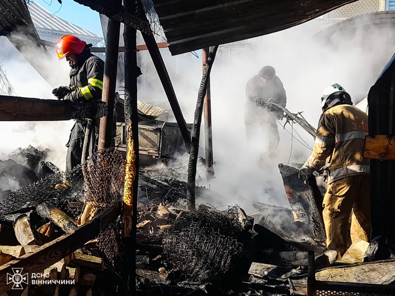 На Вінниччині через коротке замикання згоріла господарча будівля
