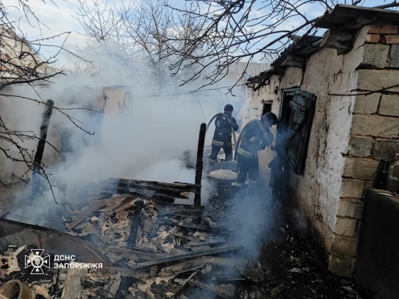 У Гуляйполі падіння ворожого БПЛА спричинило пожежу