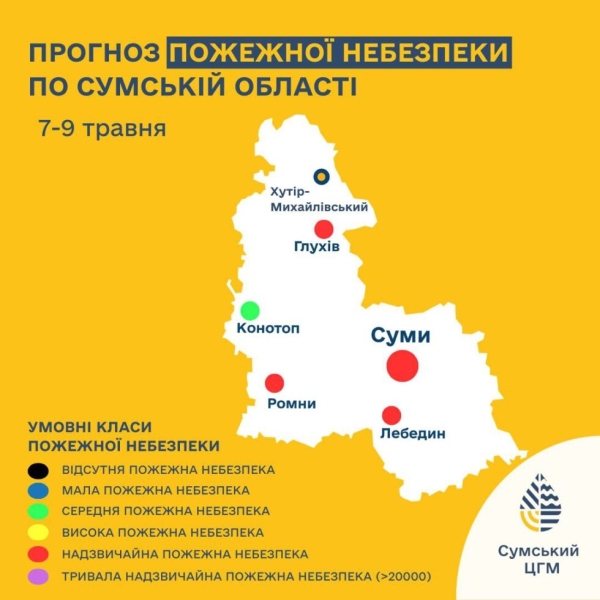 На Сумщині протягом двох днів збережеться надзвичайна пожежна небезпека