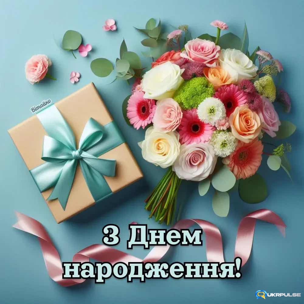 Шикарний букет квітів з днем народження з зворушливим привітанням до сліз