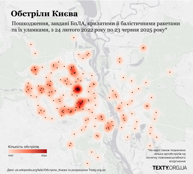 Названо райони Києва, які найбільше потерпають від російських терористичних ударів