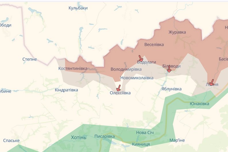 Костянтинівка Хотінської громади у “червоній” зоні — DeepState