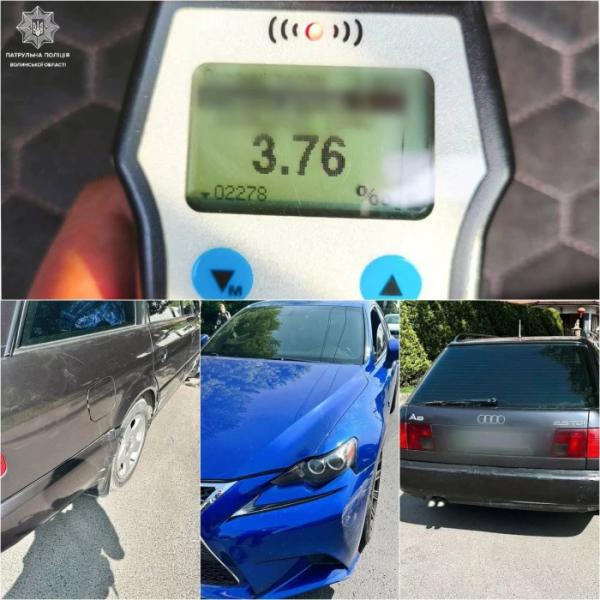 Випив після зіткнення: у Луцьку водій без прав і страховки влаштував аварію