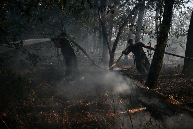 Вогонь охопив Хортицю: важка робота рятувальників в фотографіях