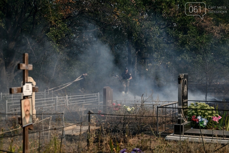 Вогонь охопив Хортицю: важка робота рятувальників в фотографіях