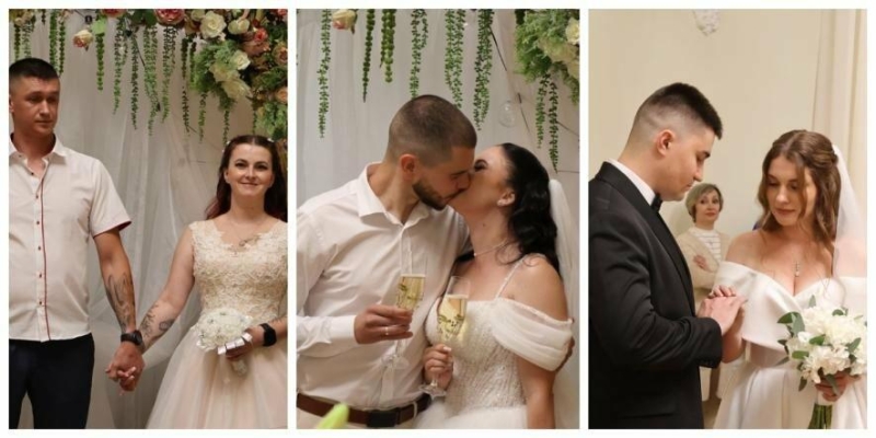 Весілля під синьо-жовтим: три пари захисників поєднали серця в Миколаєві у День прапора, - ФОТО