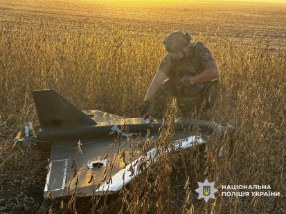 На Сумщині в полі впав ворожий безпілотник-імітатор