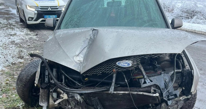 Аварія біля Луцька: Ford зніс паркан та електроопору. ФОТО