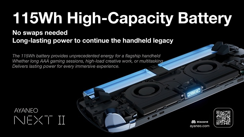 Таких портативних консолей ще не було: Ayaneo Next 2 отримає акумулятор на 115 Вт·год, великий OLED-екран і потужний процесор AMD Ryzen AI Max+ 395