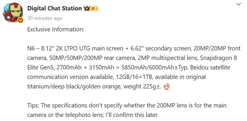 Топовий чіпсет, багато пам'яті та камера на 200 Мп: інсайдер розкрив характеристики флагманського складаного смартфона Oppo Find N6