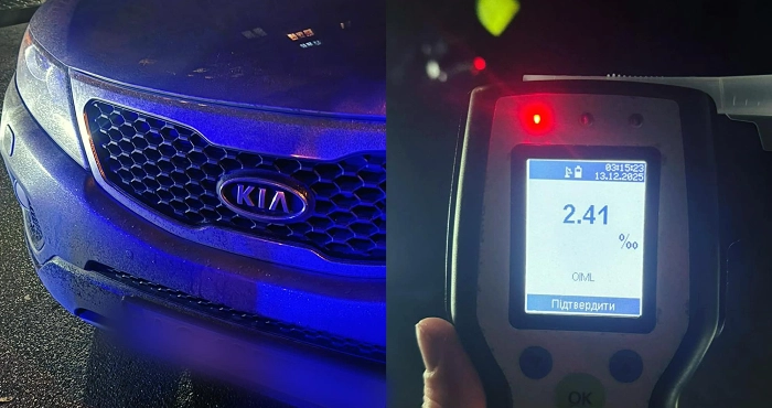 Два п'яні водії – одна машина: у Луцьку патрульні двічі за ніч зупинили KIA