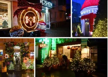 Яскраві ялинки й новорічні декорації: як центральна вулиця Полтави перевтілилася до зимових свят