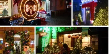 Яскраві ялинки й новорічні декорації: як центральна вулиця Полтави перевтілилася до зимових свят