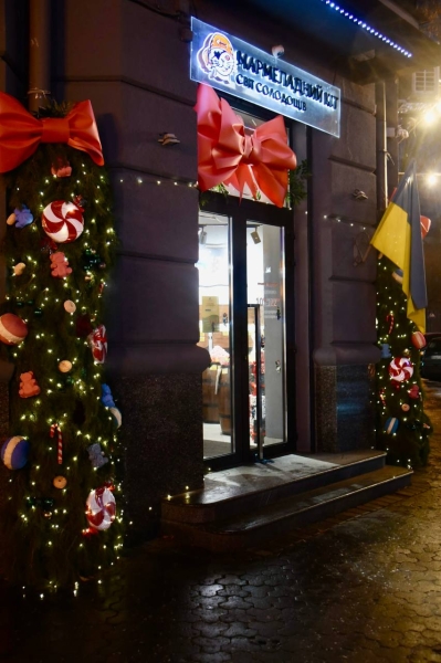 Яскраві ялинки й новорічні декорації: як центральна вулиця Полтави перевтілилася до зимових свят