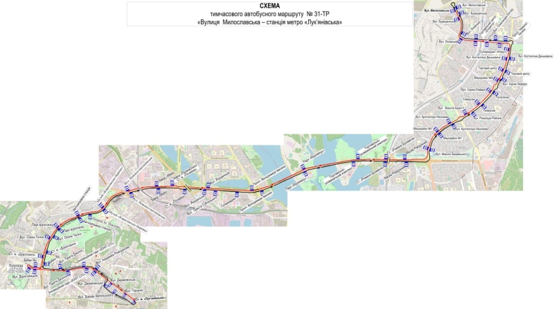 Рух електротранспорту на лівому березі Києва 12 січня дублюють автобуси (схема)