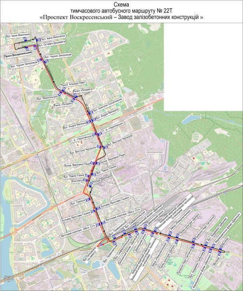 Рух електротранспорту на лівому березі Києва 12 січня дублюють автобуси (схема)