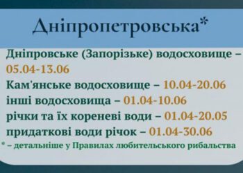 З 5 квітня на водоймах Дніпропетровщини стартує щорічна нерестова заборона