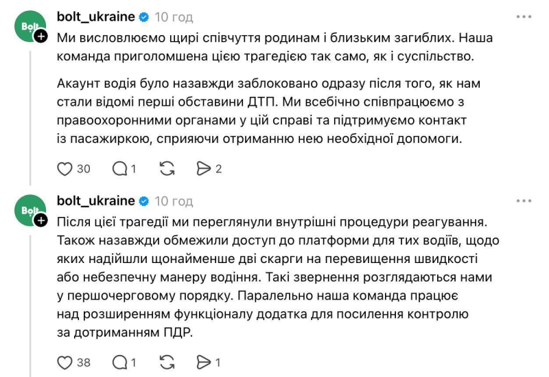 Bolt міняє правила після ДТП на Караваєвих дачах: за що водіїв тепер блокуватимуть назавжди