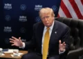 Будівля Сенату США на тлі прапора
