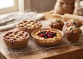 Бумажные формы для выпечки Good Baking: свежие пироги и маффины в крафтовых формах на столе пекарни