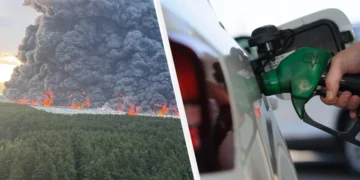 Черга автомобілів біля заправної станції в Росії