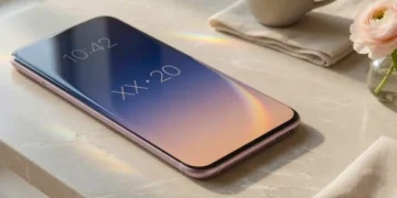 Концепт скляного корпусу смартфона на столі