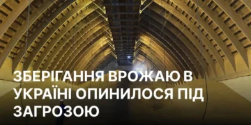 Поле пшениці біля зруйнованого елеватора