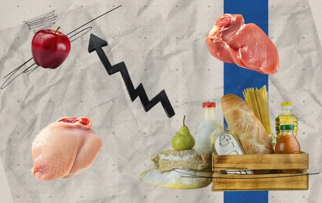 Полиці з продуктами першої потреби в супермаркеті