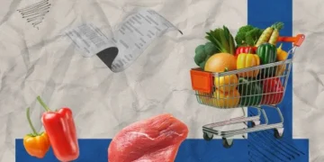 Полиця з крупами в українському супермаркеті