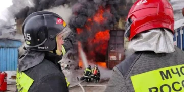 Пожежа на території теплової електростанції вночі