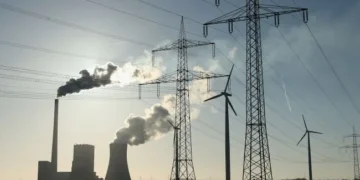 Промислові труби з димом на заводі