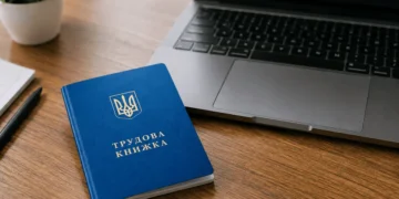 Стара паперова трудова книжка з записами про роботу