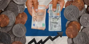 Табло обміну валют з курсами долара та євро
