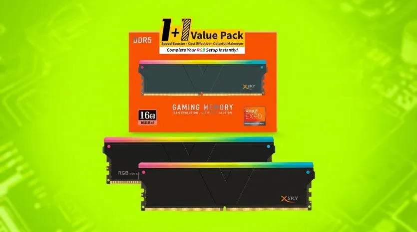 Модуль пам'яті DDR5 з підсвіткою RGB на материнській платі