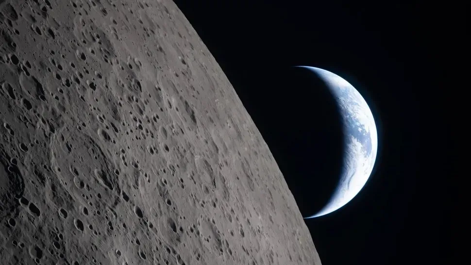 Корабель Orion й посадковий модуль Blue Moon в космосі
