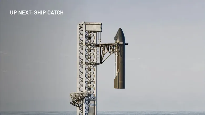 Маніпулятори стартової вежи ловлять ступінь ракети Starship