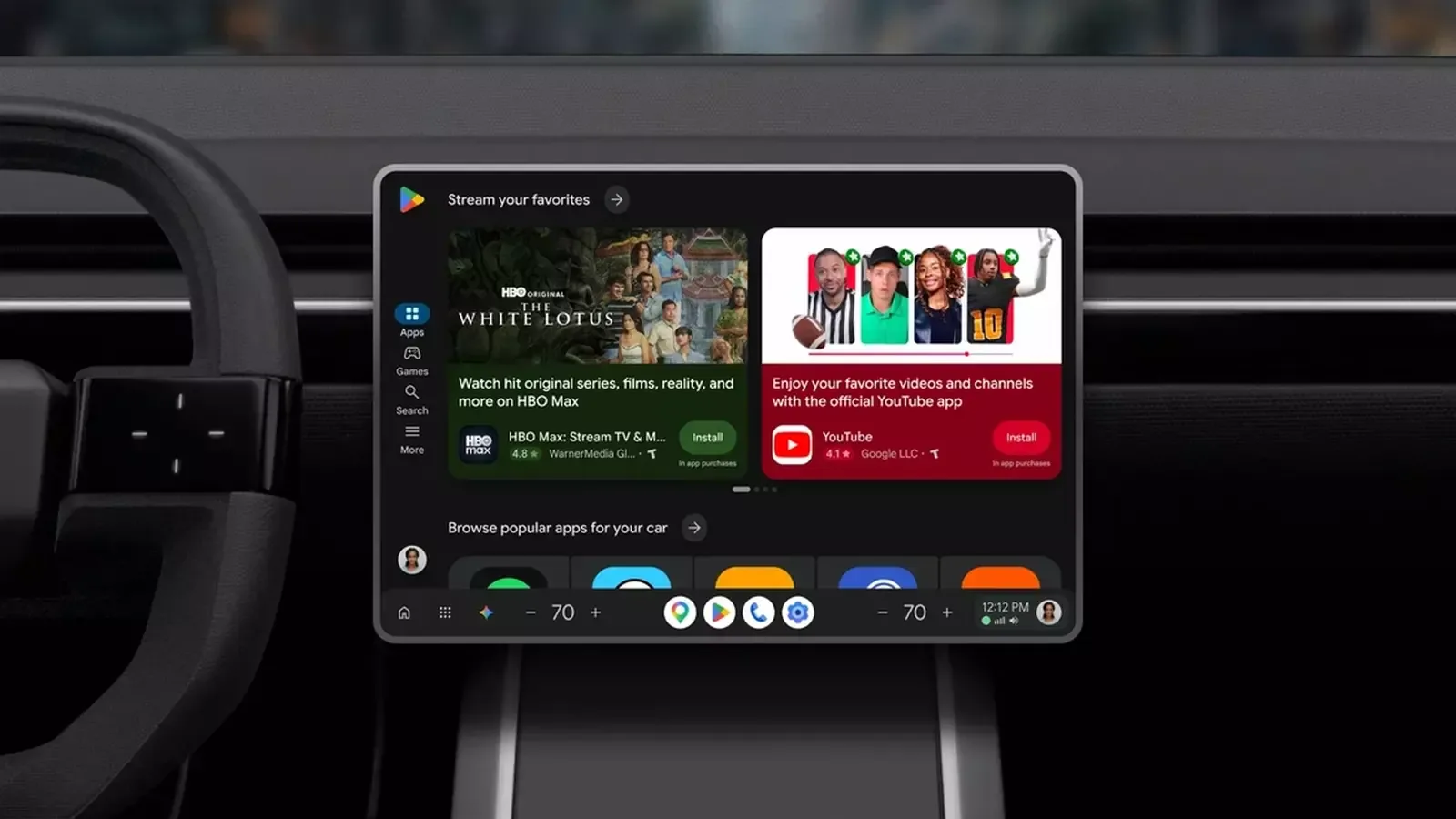 Оновлений інтерфейс Google Play в автомобільній системі