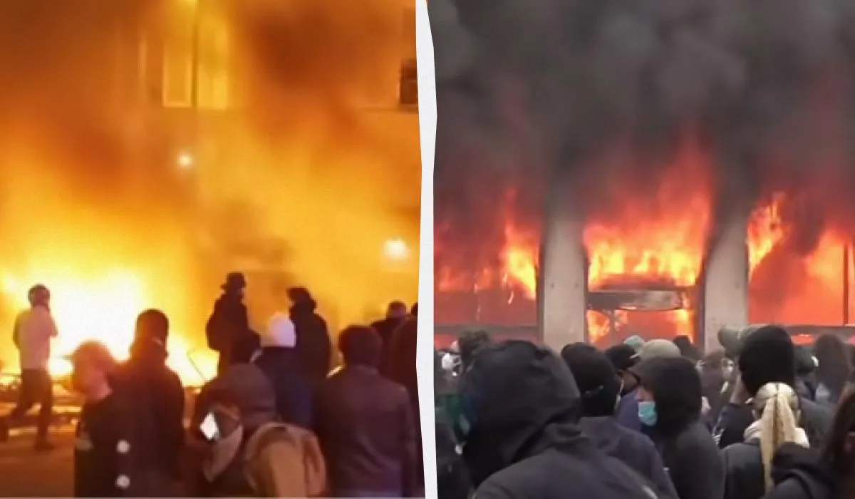 Поліція під час затримання учасників заворушень на вулицях Парижа