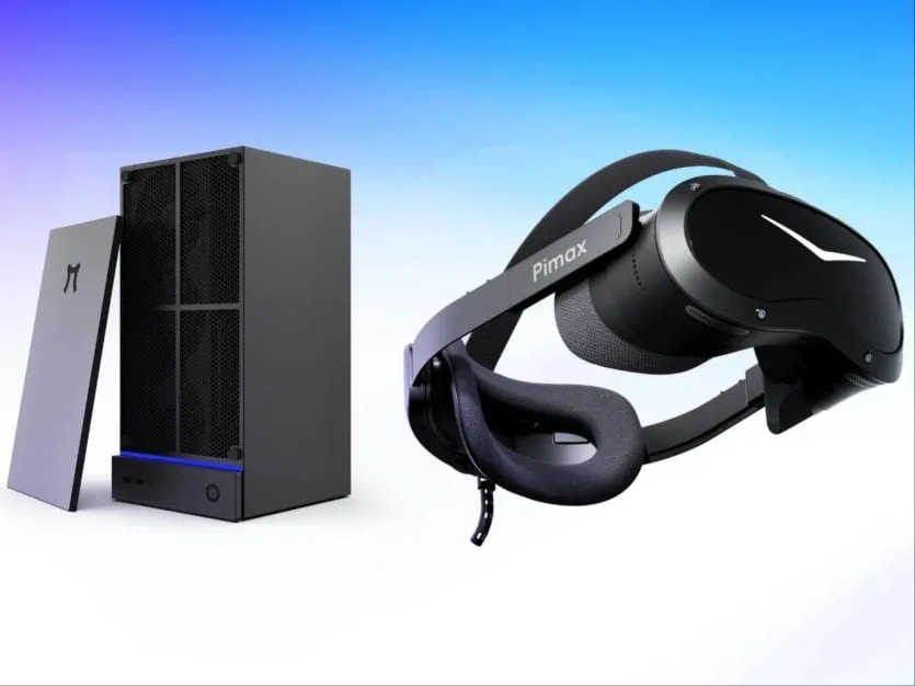 VR-гарнітура з зовнішнім акумулятором на столі